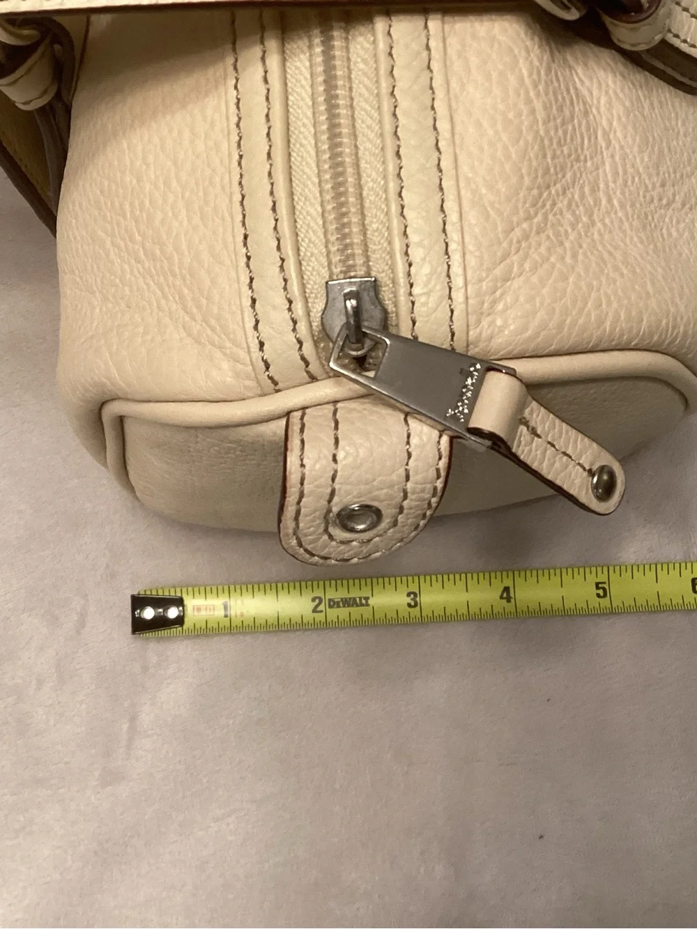 Vintage Tiganello Barrel Satchel cream color pebbled leather